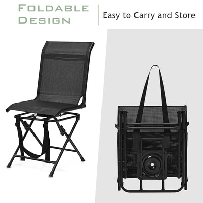 Foldable 360-degree Swivel Hunting Camping Chair with Iron Frame for All-weather Outdoor