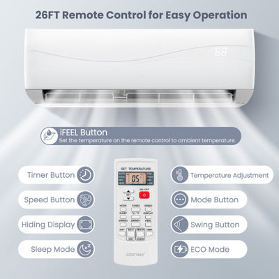 24000BTU Mini Split Air Conditioner and Heater 17 SEER Wall-Mounted Ductless AC Unit with Heat Pump