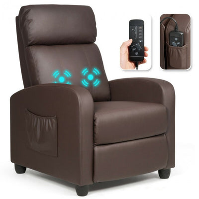 Single Recliner Chair Wingback Chair Home Theater Seating with Massage Function and Side Pocket