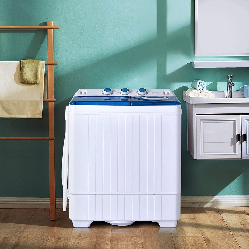 26lbs Portable Semi-Automatic Washing Machine 2 in 1 Twin Tub Washer with Timer Function