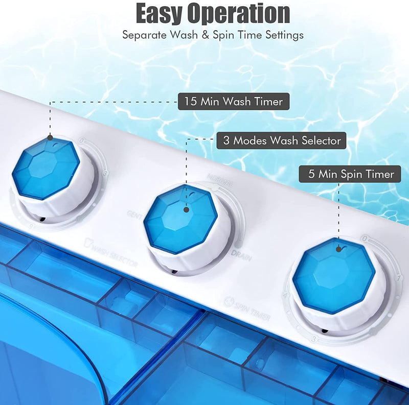 26lbs Portable Semi-Automatic Washing Machine 2 in 1 Twin Tub Washer with Timer Function