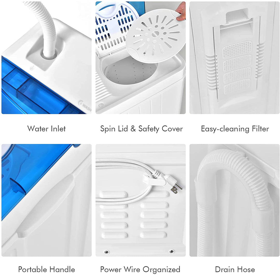 26lbs Portable Semi-Automatic Washing Machine 2 in 1 Twin Tub Washer with Timer Function
