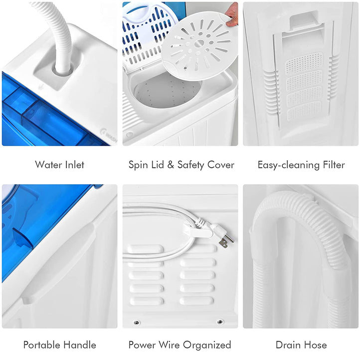 26lbs Portable Semi-Automatic Washing Machine 2 in 1 Twin Tub Washer with Timer Function