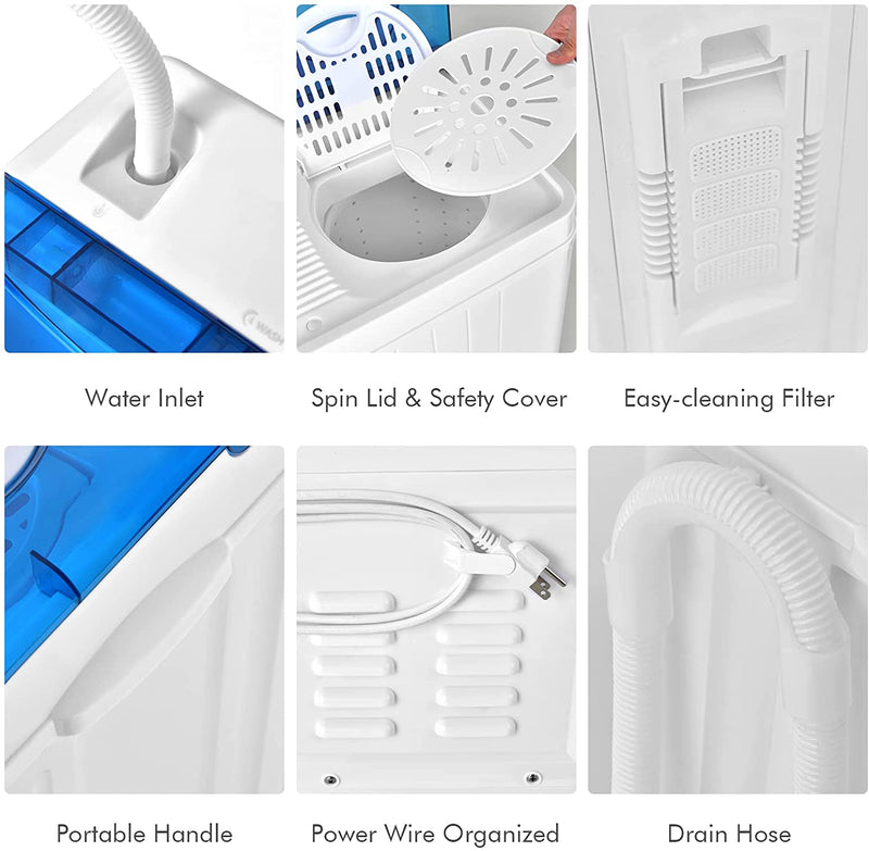 26lbs Portable Semi-Automatic Washing Machine 2 in 1 Twin Tub Washer with Timer Function