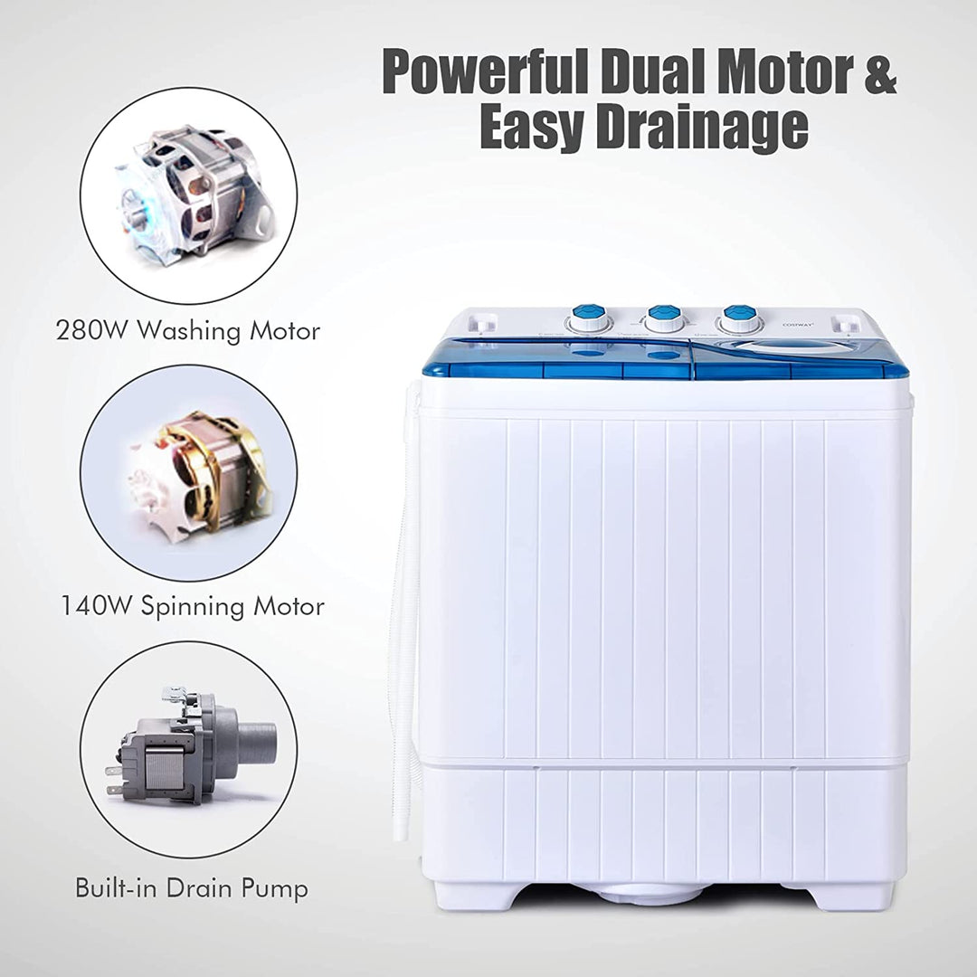 26lbs Portable Semi-Automatic Washing Machine 2 in 1 Twin Tub Washer with Timer Function