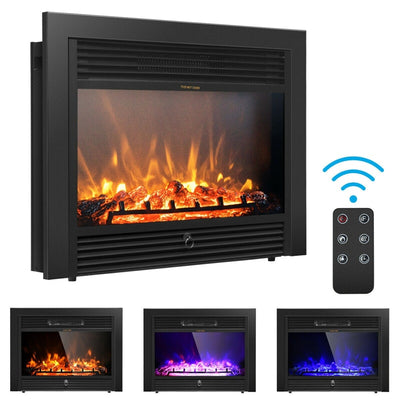 28.5" Recessed Mounted Standing Electric Fireplace Insert Heater with 3 Color Flame