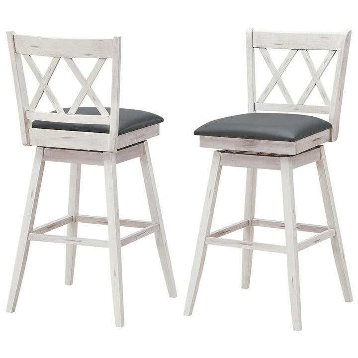 29.5 Inch Set of 2 Bar Stools 360° Swivel Counter Height Bar Stool with Foot Rest Upholstered Cushion and Ergonomic Backrest