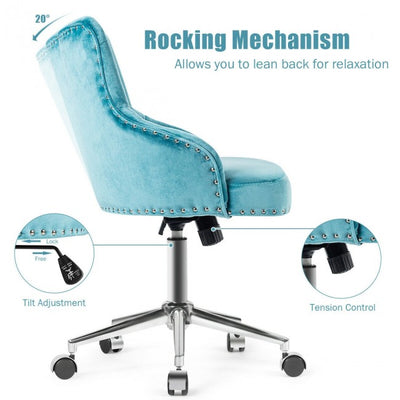 Chairliving - Tufted Upholstered Swivel Computer Desk Chair with Nailed Tri