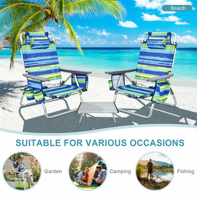 3 PCS Folding Camping Chair Outdoor Beach Chair Sling Chairst with 5 Adjustable Position