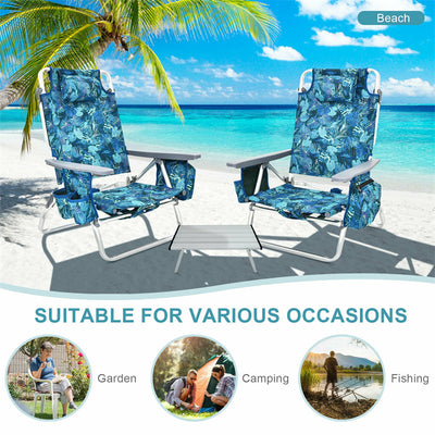 3 PCS Folding Camping Chair Outdoor Beach Chair Sling Chairst with 5 Adjustable Position