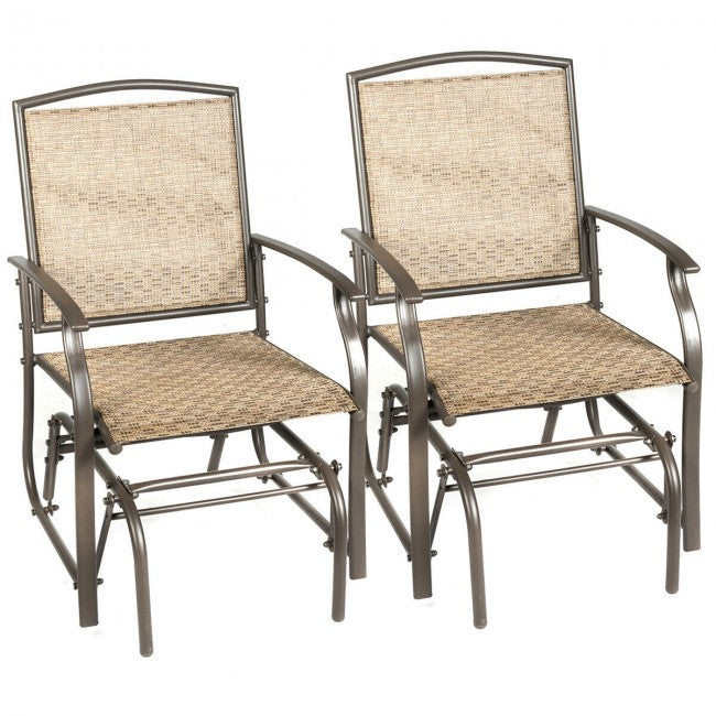 Outdoor Single Swing Rocking Chair Lounge Glider Seating with Breathable Mesh Fabric