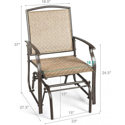 Outdoor Single Swing Rocking Chair Lounge Glider Seating with Breathable Mesh Fabric