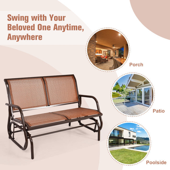 2 People Outdoor Swing Lounge Glider Rocking Chair Patio Loveseat Rocker with Spacious Space