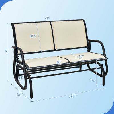 2 People Outdoor Swing Lounge Glider Rocking Chair Patio Loveseat Rocker with Spacious Space