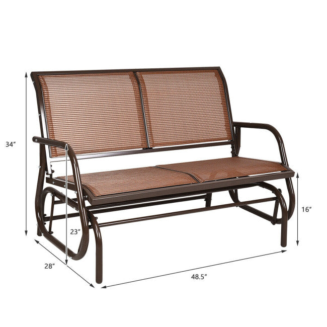 2 People Outdoor Swing Lounge Glider Rocking Chair Patio Loveseat Rocker with Spacious Space