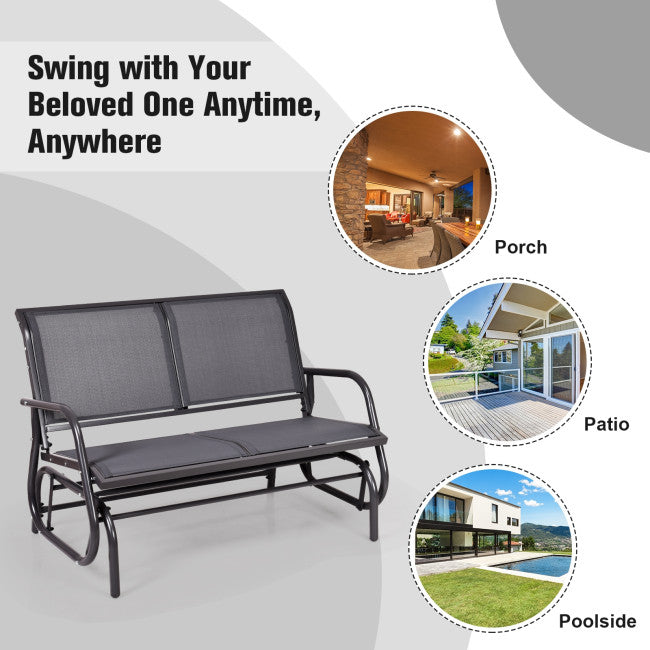 2 People Outdoor Swing Lounge Glider Rocking Chair Patio Loveseat Rocker with Spacious Space