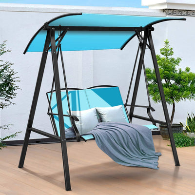 2 Person Outdoor Porch Swing Patio Lounge Chair Hammock Seats with Weather Resistant Glider and Adjustable Canopy