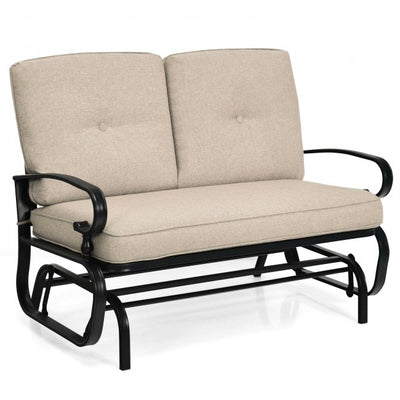 2 Person Outdoor Swing Glider Rocking Chair Loveseat Patio Porch Bench with Padded Cushions and Armrests