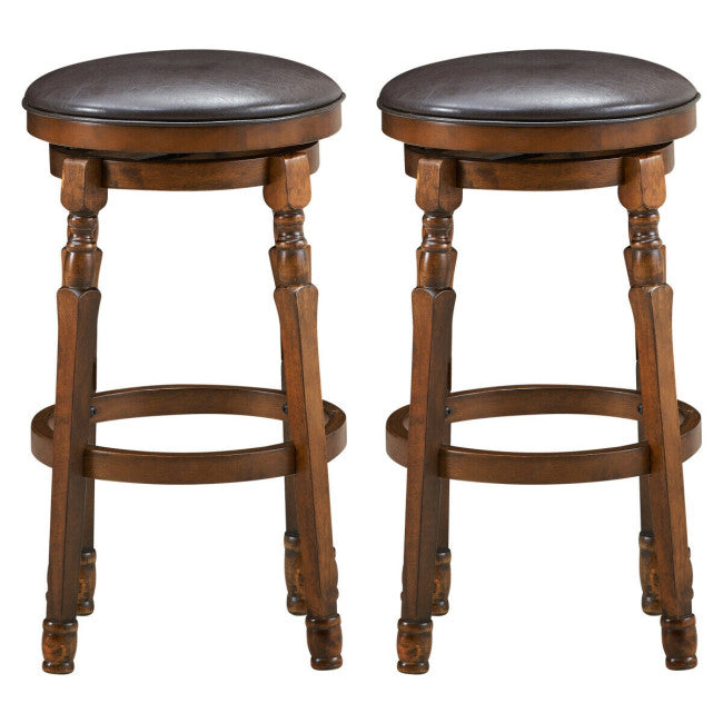 2 Pieces 29 Inch Counter Height Dining Bar Stool 360° Swivel Seat with Padded Cushion