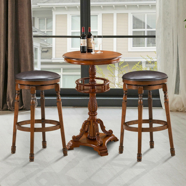 2 Pieces 29 Inch Counter Height Dining Bar Stool 360° Swivel Seat with Padded Cushion
