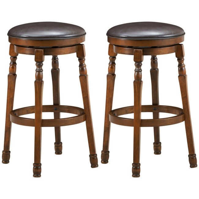 2 Pieces 29 Inch Counter Height Dining Bar Stool 360° Swivel Seat with Padded Cushion