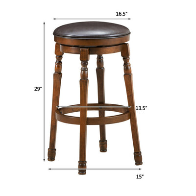 2 Pieces 29 Inch Counter Height Dining Bar Stool 360° Swivel Seat with Padded Cushion