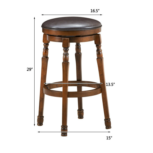 2 Pieces 29 Inch Counter Height Dining Bar Stool 360° Swivel Seat with Padded Cushion