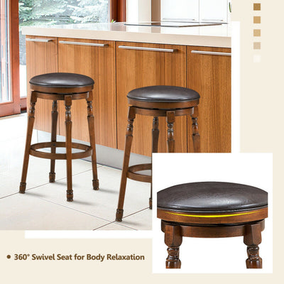 2 Pieces 29 Inch Counter Height Dining Bar Stool 360° Swivel Seat with Padded Cushion