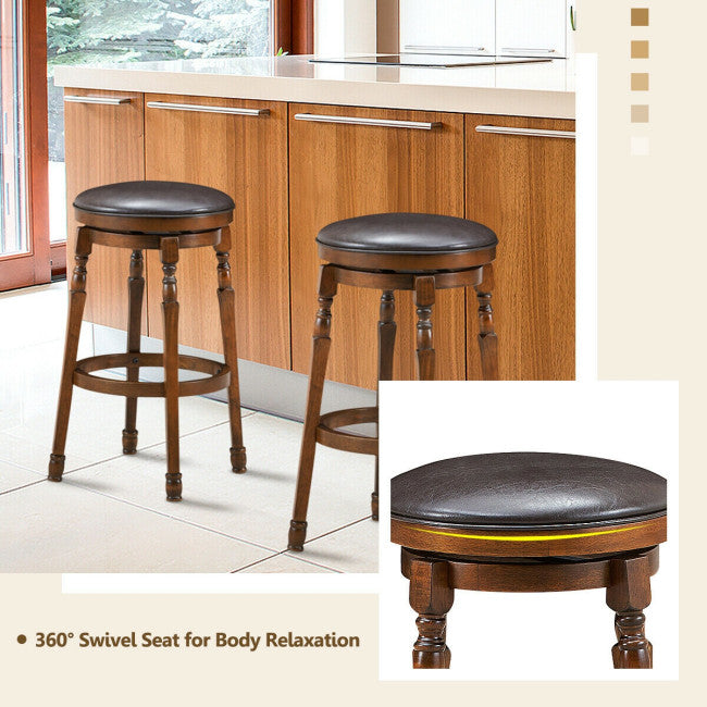 2 Pieces 29 Inch Counter Height Dining Bar Stool 360° Swivel Seat with Padded Cushion