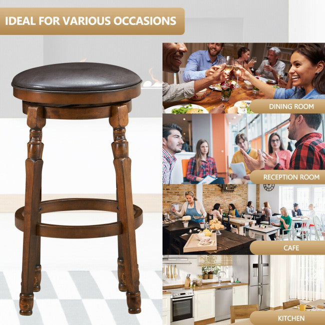 2 Pieces 29 Inch Counter Height Dining Bar Stool 360° Swivel Seat with Padded Cushion