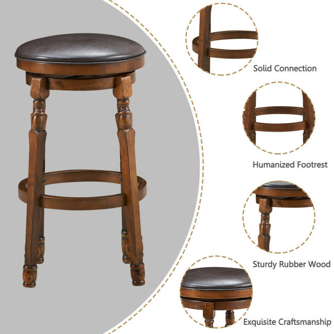 2 Pieces 29 Inch Counter Height Dining Bar Stool 360° Swivel Seat with Padded Cushion