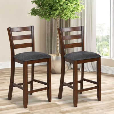 2 Pieces Counter Height Chairs 25.5" Upholstered Bar Stools with Fabric Seat and Footrest