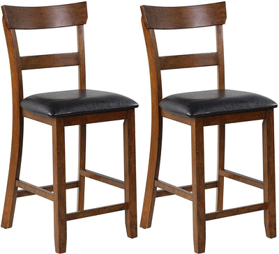 2 Pieces Counter Height Vintage Dining Chair Set 25.5-Inch Bar Stools with Foam-Padded Cushion