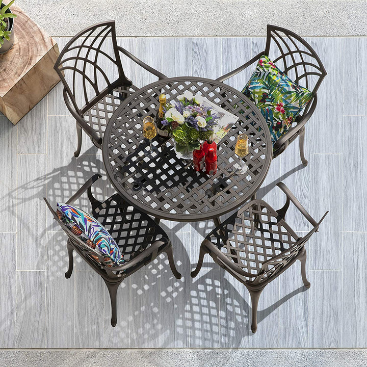 2 Pieces Durable Aluminum Dining Chairs Set with Armrest