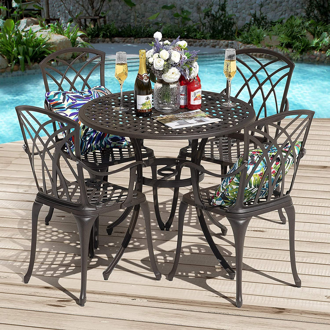 2 Pieces Durable Aluminum Dining Chairs Set with Armrest
