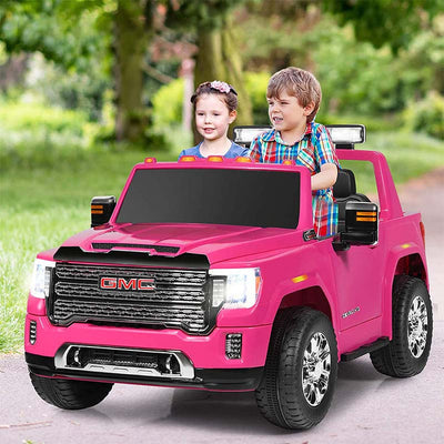 2 Seater Battery Powered GMC Kids Ride on Truck 12V Licensed Electric Car with Remote Control and Storage Box-Canada Only