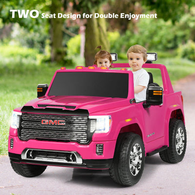 2 Seater Battery Powered GMC Kids Ride on Truck 12V Licensed Electric Car with Remote Control and Storage Box-Canada Only