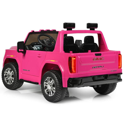2 Seater Battery Powered GMC Kids Ride on Truck 12V Licensed Electric Car with Remote Control and Storage Box