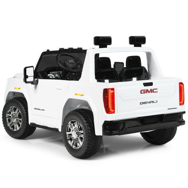 2 Seater Battery Powered GMC Kids Ride on Truck 12V Licensed Electric Car with Remote Control and Storage Box-Canada Only