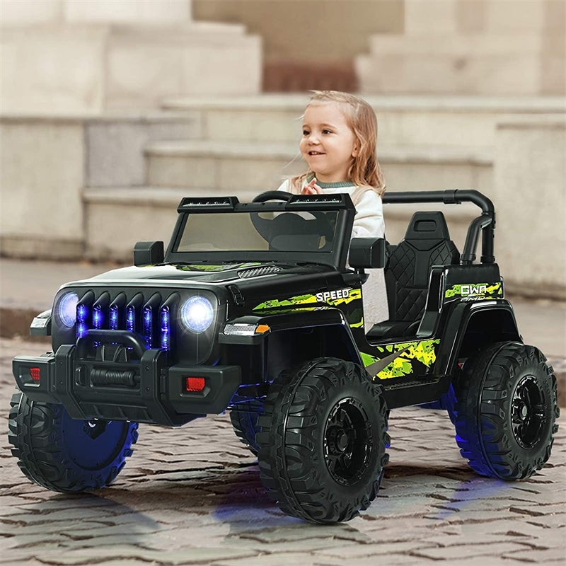 12V Kids Ride Jeep Electric Truck with Parental Remote Control and LED Lights-Canada Only