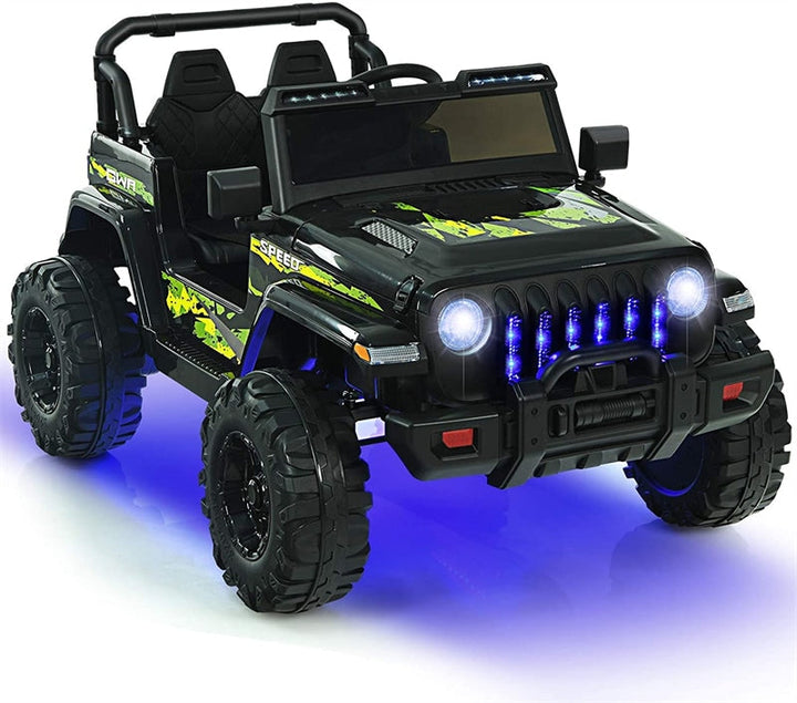 12V Kids Ride Jeep Electric Truck with Parental Remote Control and LED Lights-Canada Only