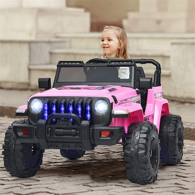 12V Kids Ride Jeep Electric Truck with Parental Remote Control and LED Lights-Canada Only