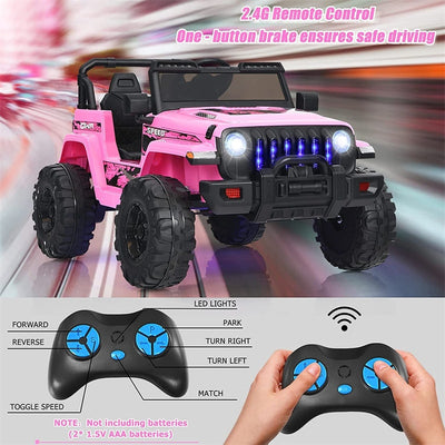 12V Kids Ride Jeep Electric Truck with Parental Remote Control and LED Lights-Canada Only