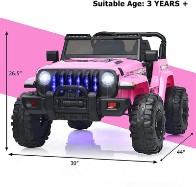 12V Kids Ride Jeep Electric Truck with Parental Remote Control and LED Lights-Canada Only