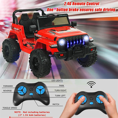 12V Kids Ride Jeep Electric Truck with Parental Remote Control and LED Lights-Canada Only