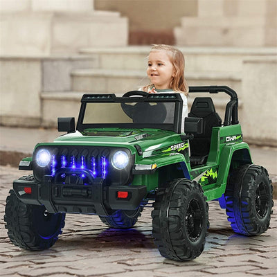 12V Kids Ride Jeep Electric Truck with Parental Remote Control and LED Lights-Canada Only