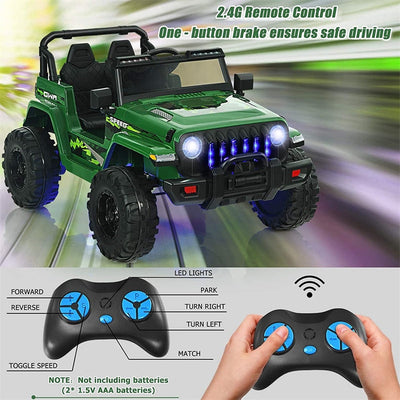12V Kids Ride Jeep Electric Truck with Parental Remote Control and LED Lights-Canada Only