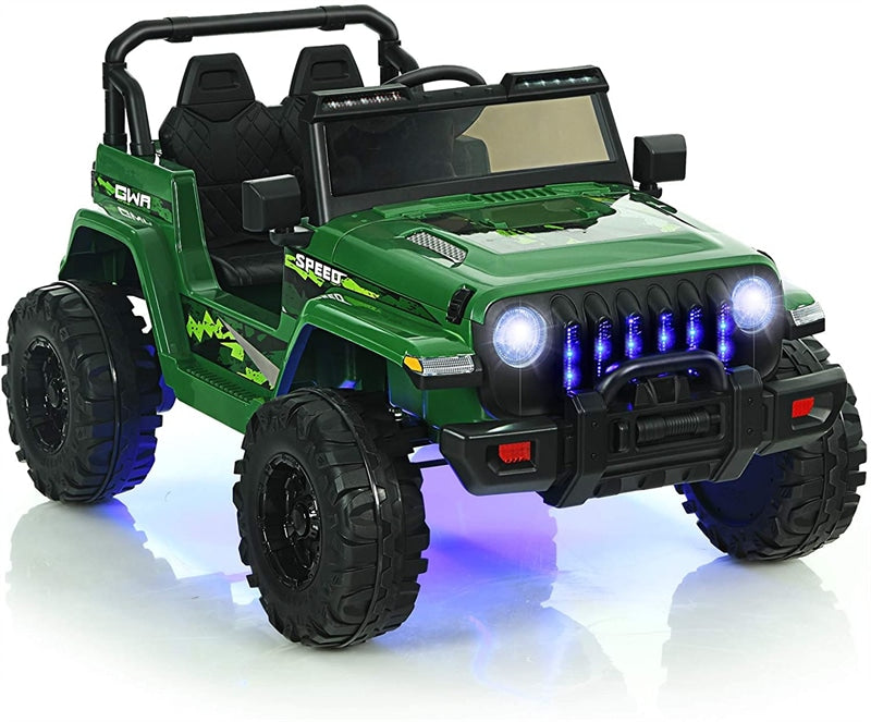 12V Kids Ride Jeep Electric Truck with Parental Remote Control and LED Lights-Canada Only