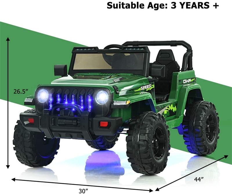 12V Kids Ride Jeep Electric Truck with Parental Remote Control and LED Lights-Canada Only