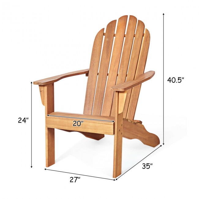 Outdoor Wooden Adirondack Lounge Chair Armchair with Ergonomic Design